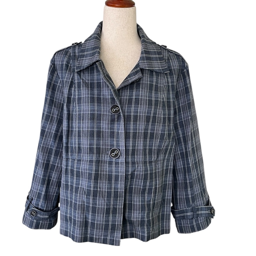 Christopher & Banks 3 Button Plaid Blazer Jacket